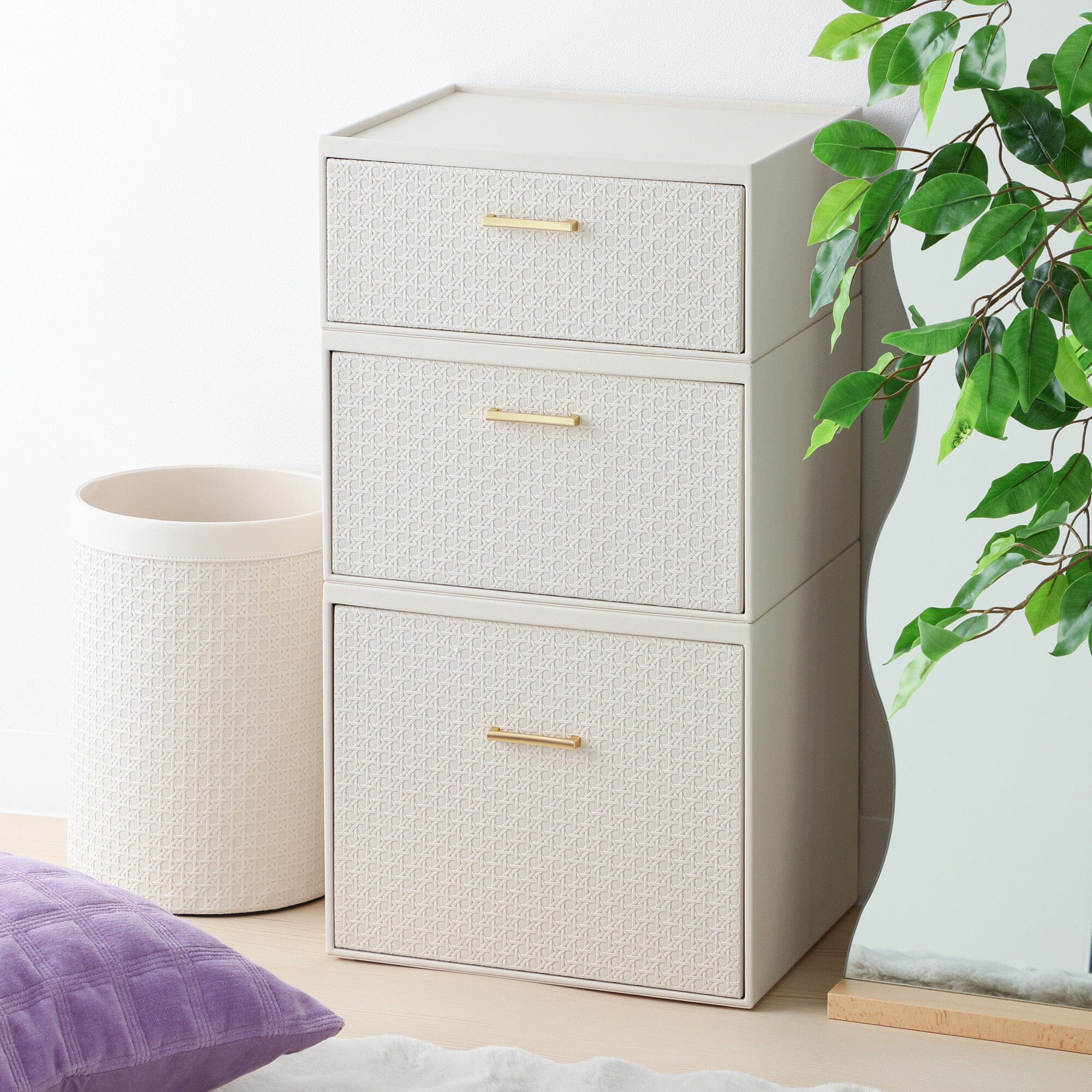 Embossed Stacking Drawer Small Ivory