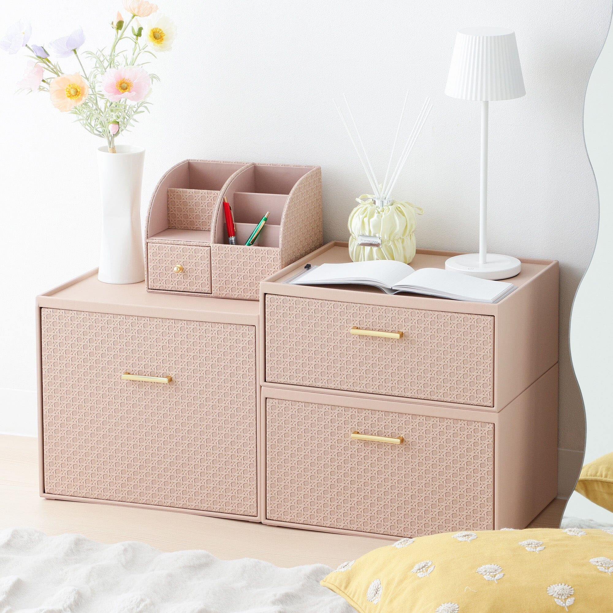 Embossed Stacking Drawer Small Pink