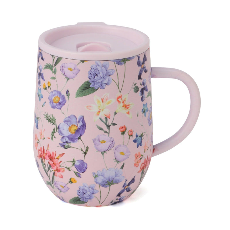 Stainless Steel Thermo Mug with Lid 320ml Multiflower pink