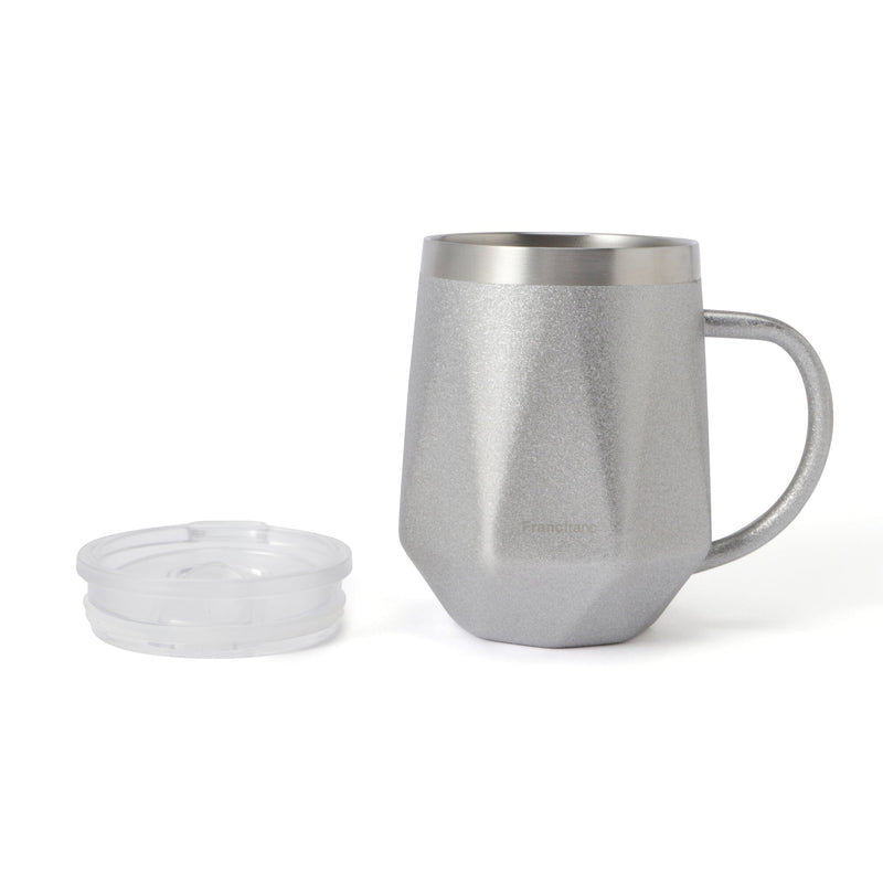 Stainless Steel Thermo Mug With Lid 320Ml Diamond Glitter Silver