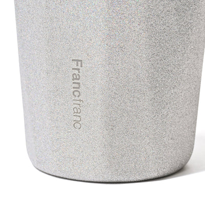 Stainless Steel Tumbler With Straw Glitter Silver