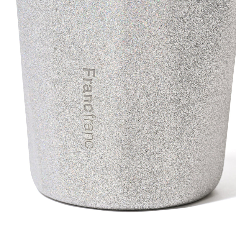 Stainless Steel Tumbler With Straw Glitter Silver
