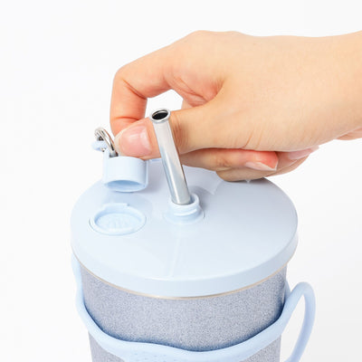 Stainless Steel Tumbler With Straw Glitter Blue