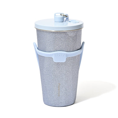 Stainless Steel Tumbler With Straw Glitter Blue