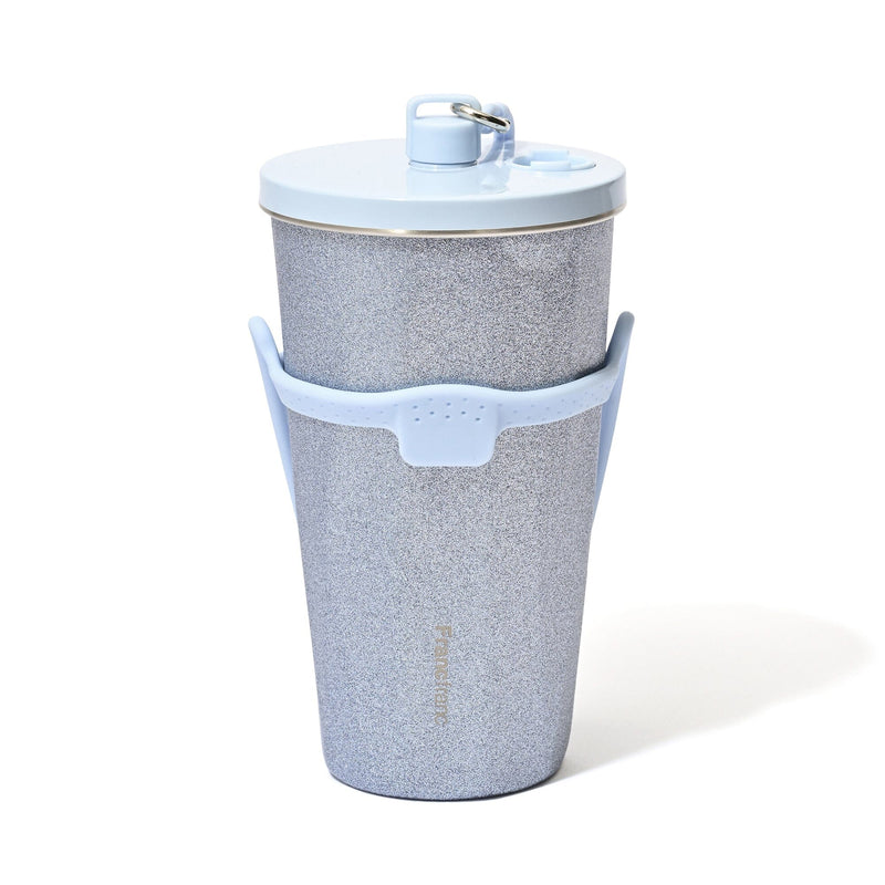 Stainless Steel Tumbler With Straw Glitter Blue