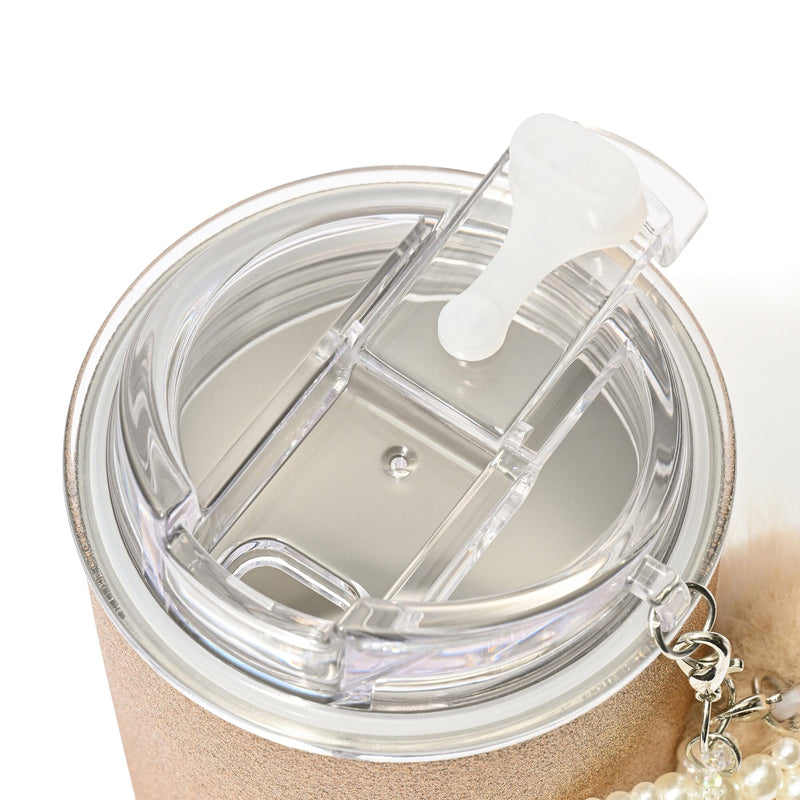 Stainless Steel Tumbler With Charm Glitter Gold