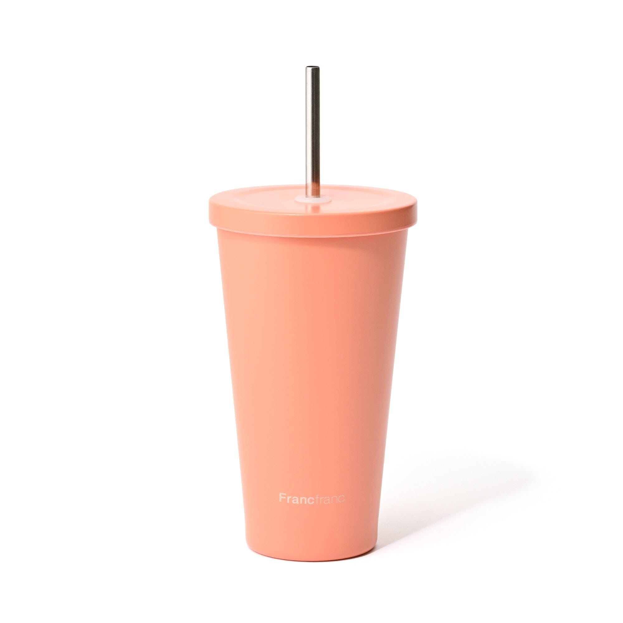 Stainless Steel Tumbler With Straw Orange