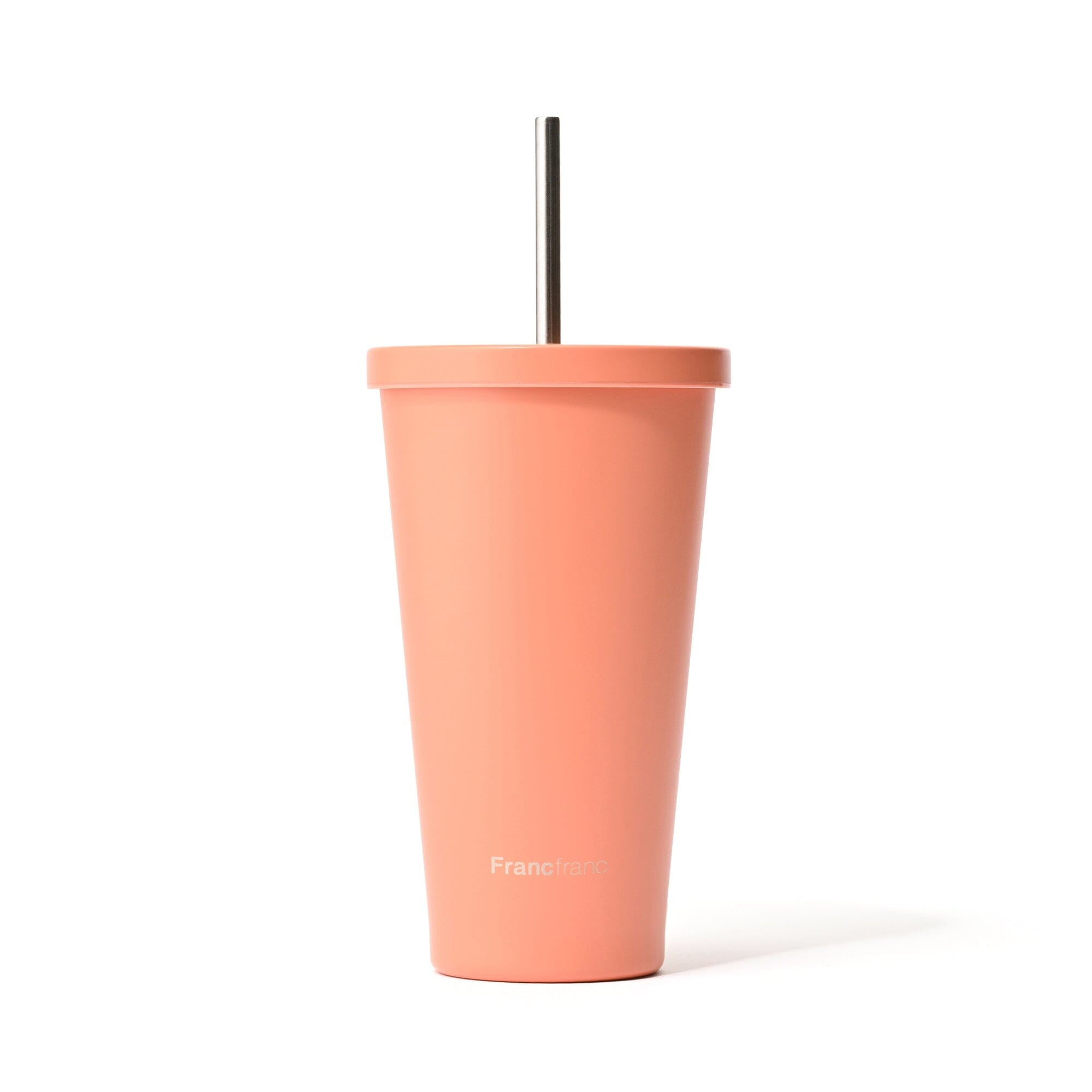 Stainless Steel Tumbler With Straw Orange