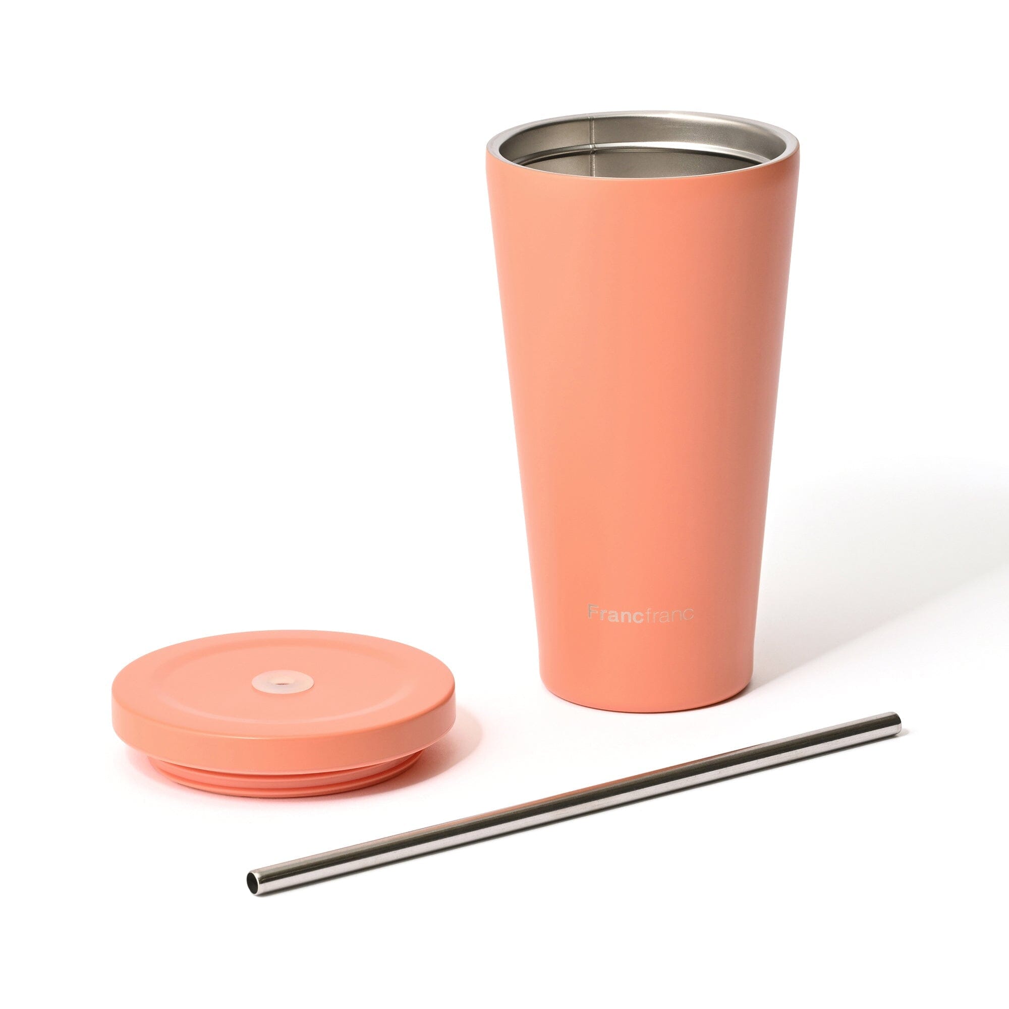 Stainless Steel Tumbler With Straw Orange