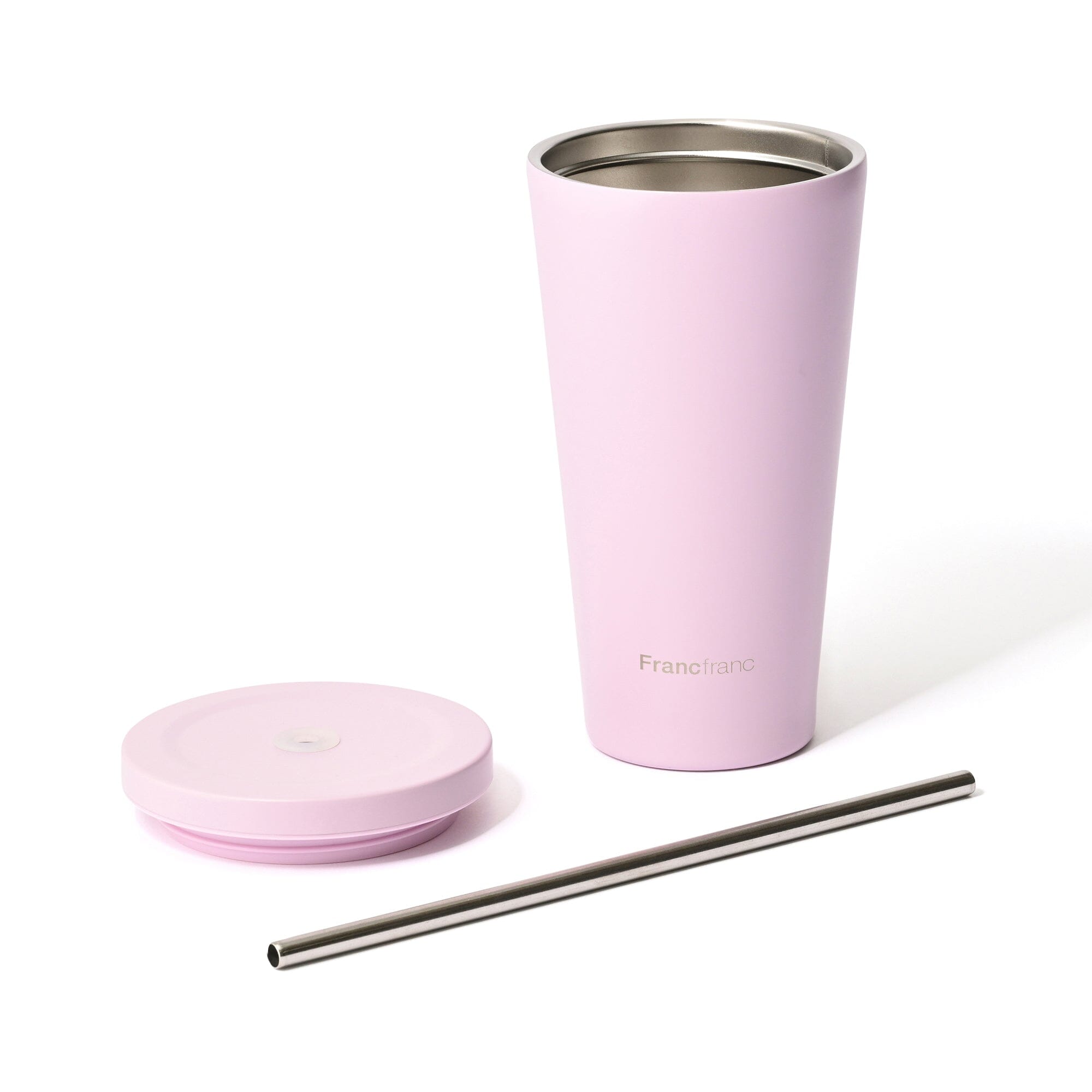 Stainless Steel Tumbler With Straw Pink