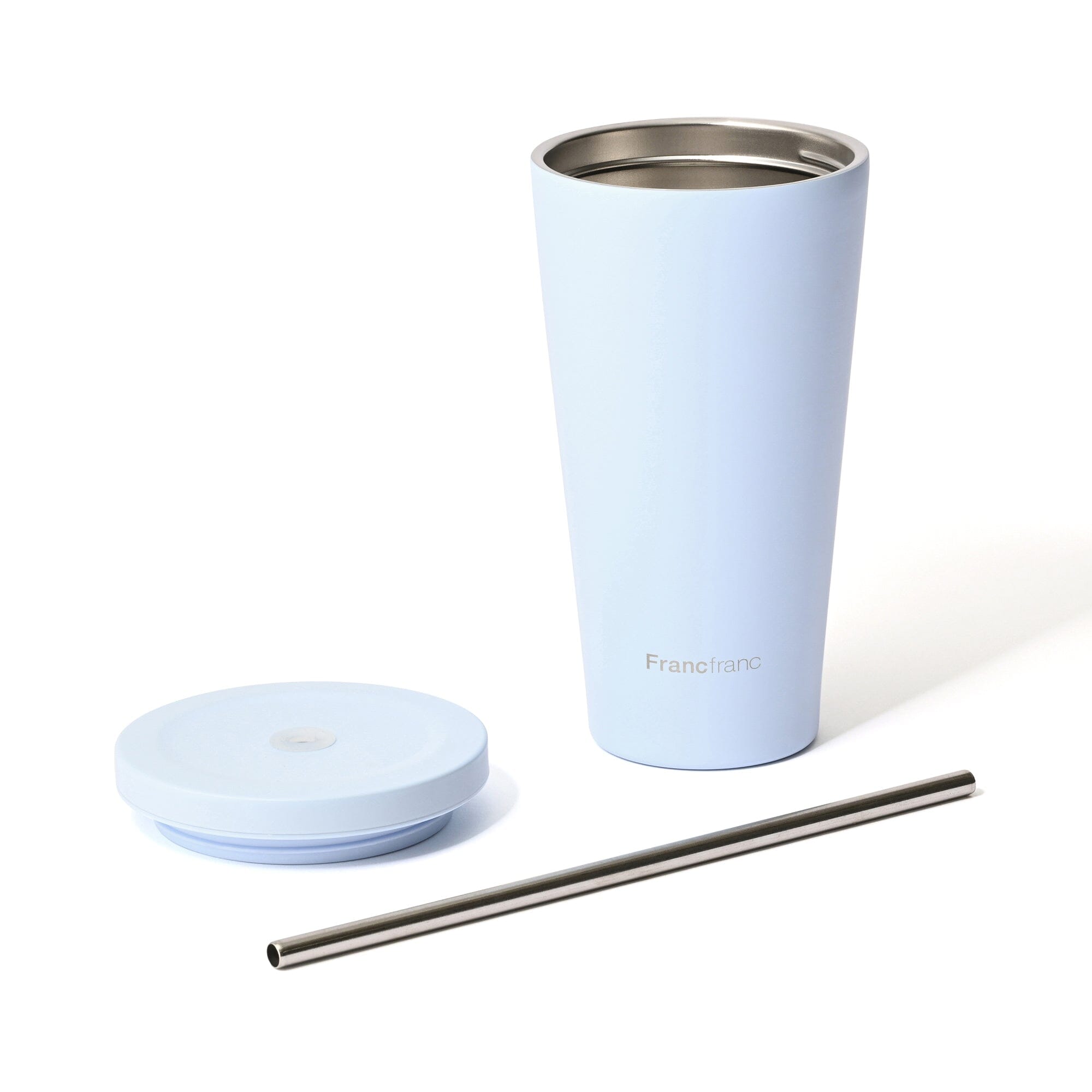 Stainless Steel Tumbler With Straw Blue