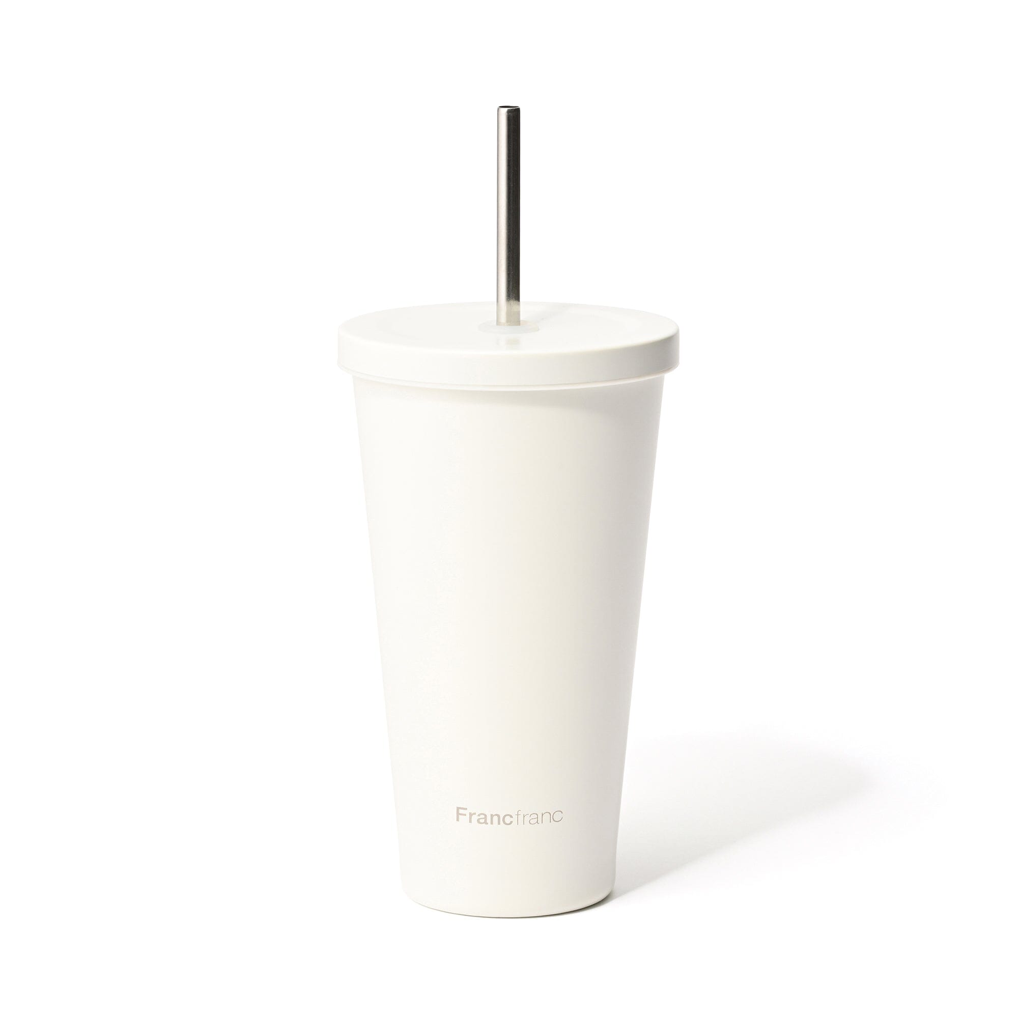 Stainless Steel Tumbler With Straw Ivory