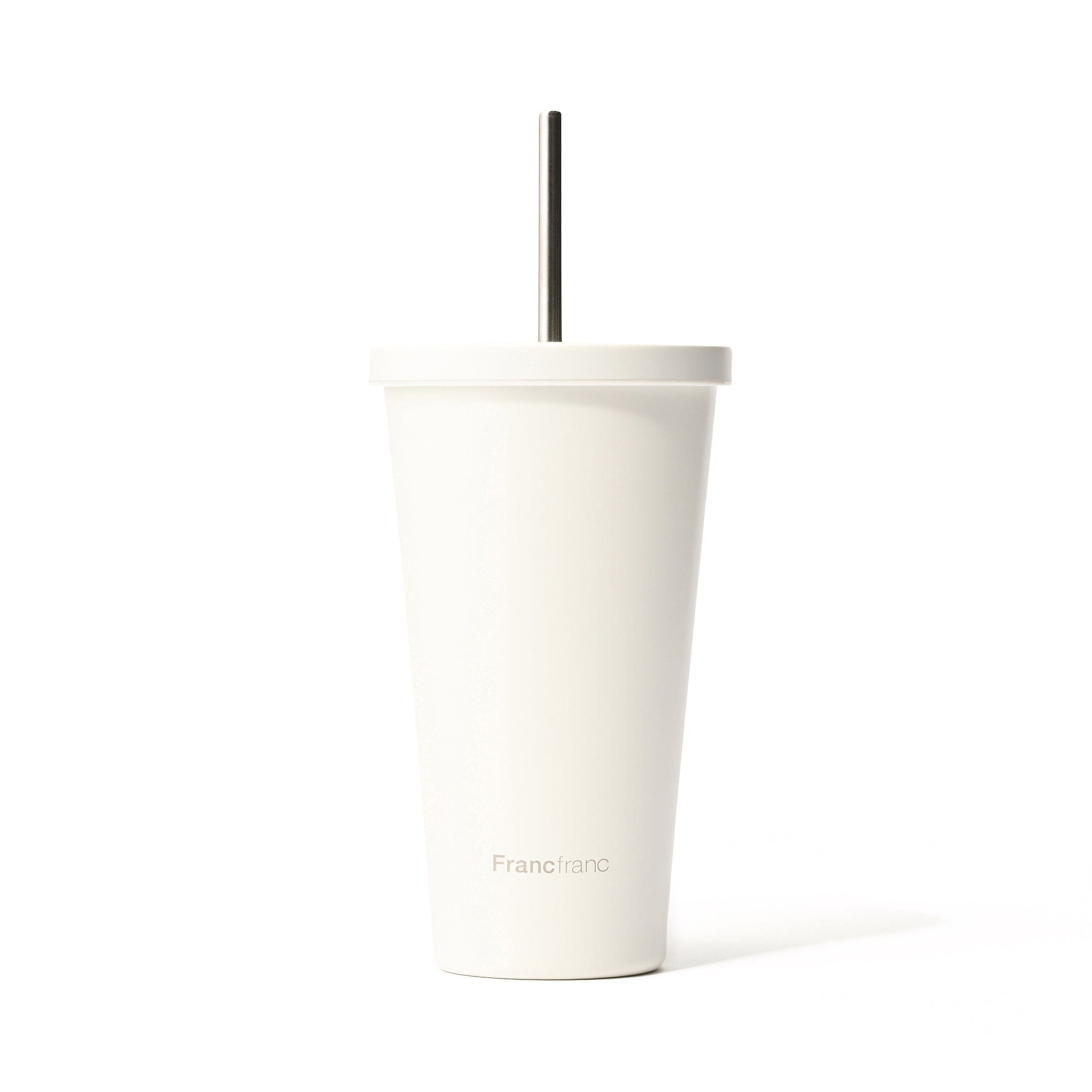 Stainless Steel Tumbler With Straw Ivory