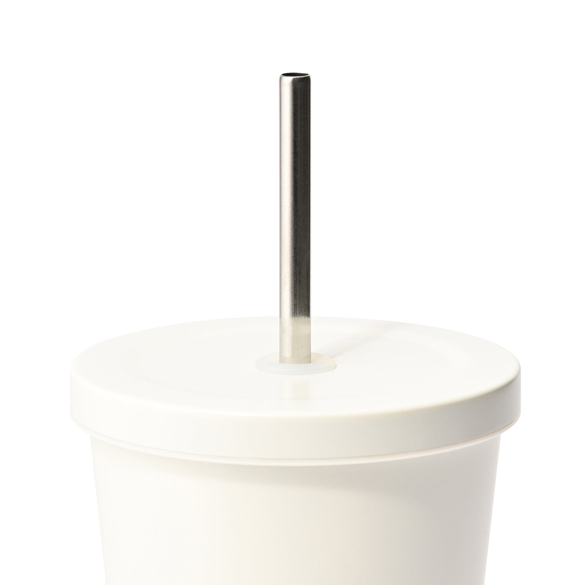 Stainless Steel Tumbler With Straw Ivory