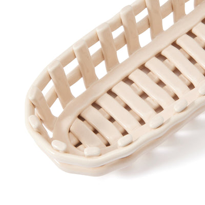 編織陶瓷餐具盒 象牙色
