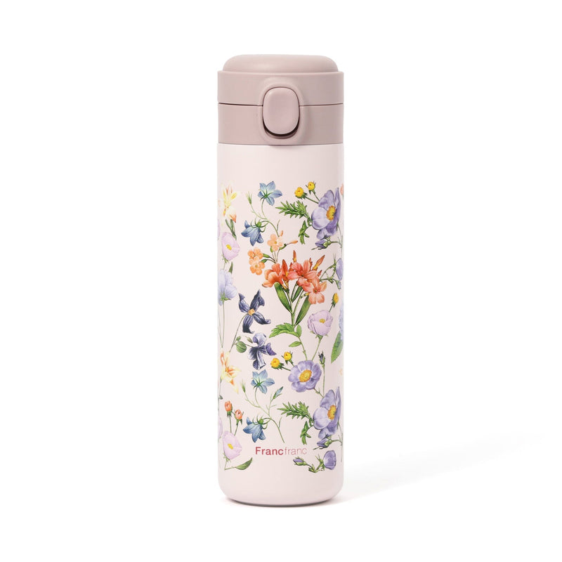 One-Touch Stainless Steel Bottle 480Ml Multi-Flower Pink