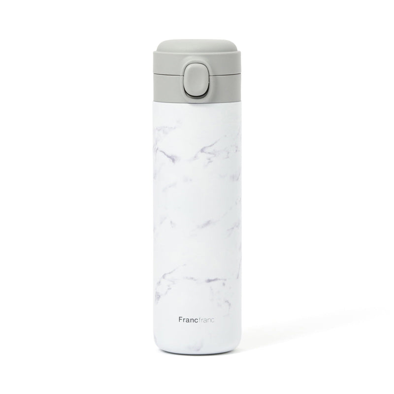 One-Touch Stainless Steel Bottle 480Ml Marble White