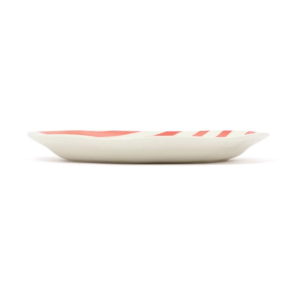 Hand Painted Plate Stripe L Red