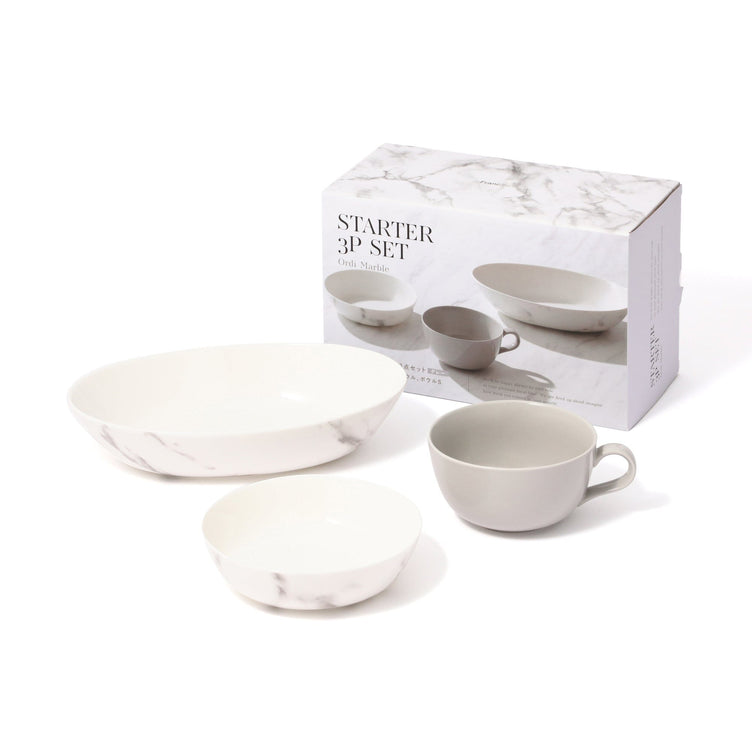 Ordi Marble Starter 3P Set Oval  Grey