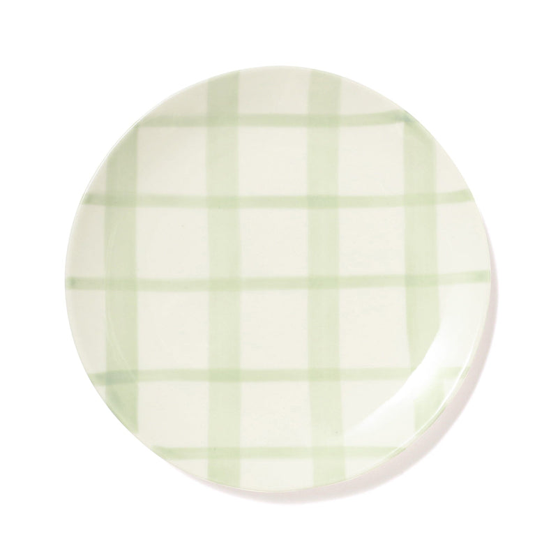 Hand Painted Check Plate Medium Green