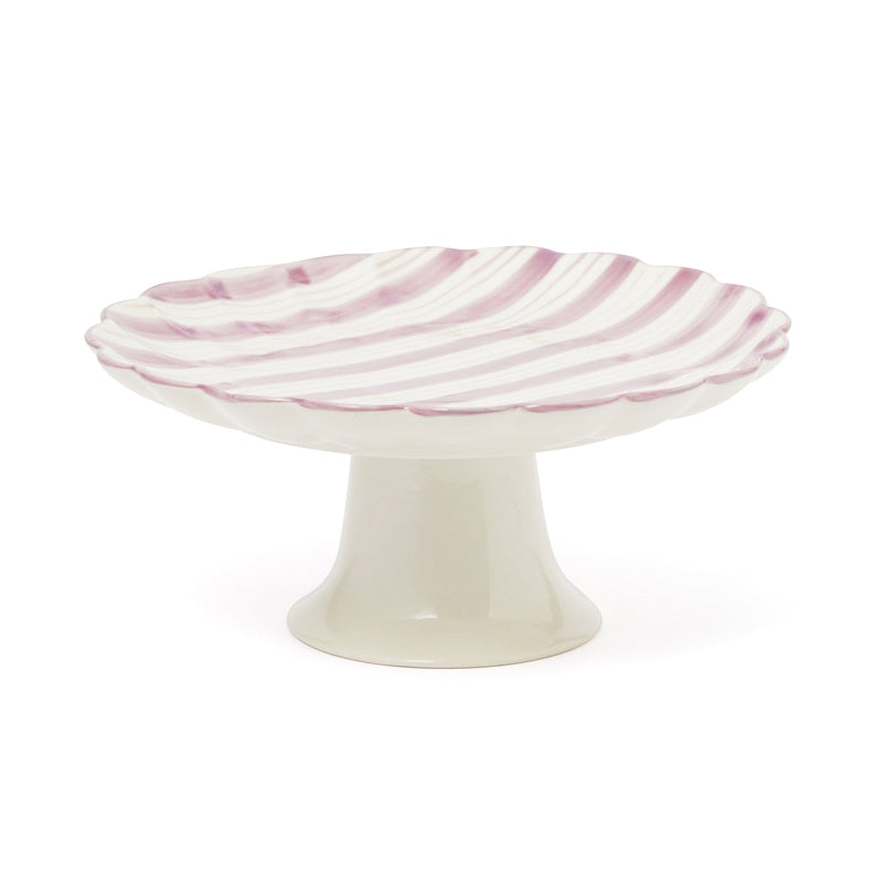 Hand painted cake stand striped purple