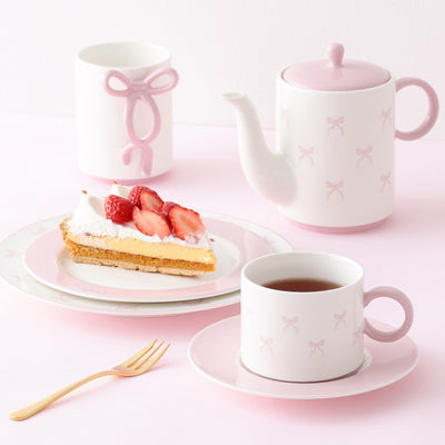 Ribbon Cup & Saucer Pink