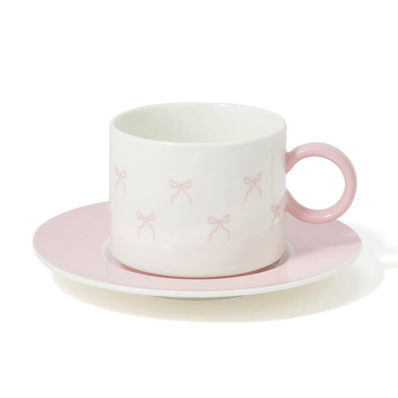 Ribbon Cup & Saucer Pink