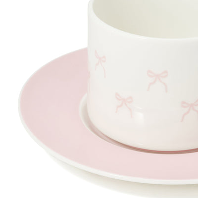 Ribbon Cup & Saucer Pink