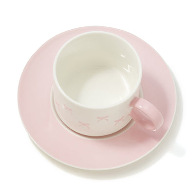 Ribbon Cup & Saucer Pink