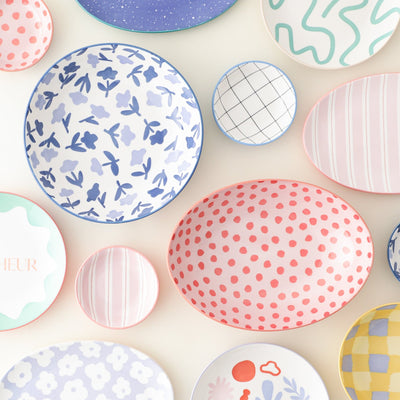 Iroiro Oval Deep Plate Dot