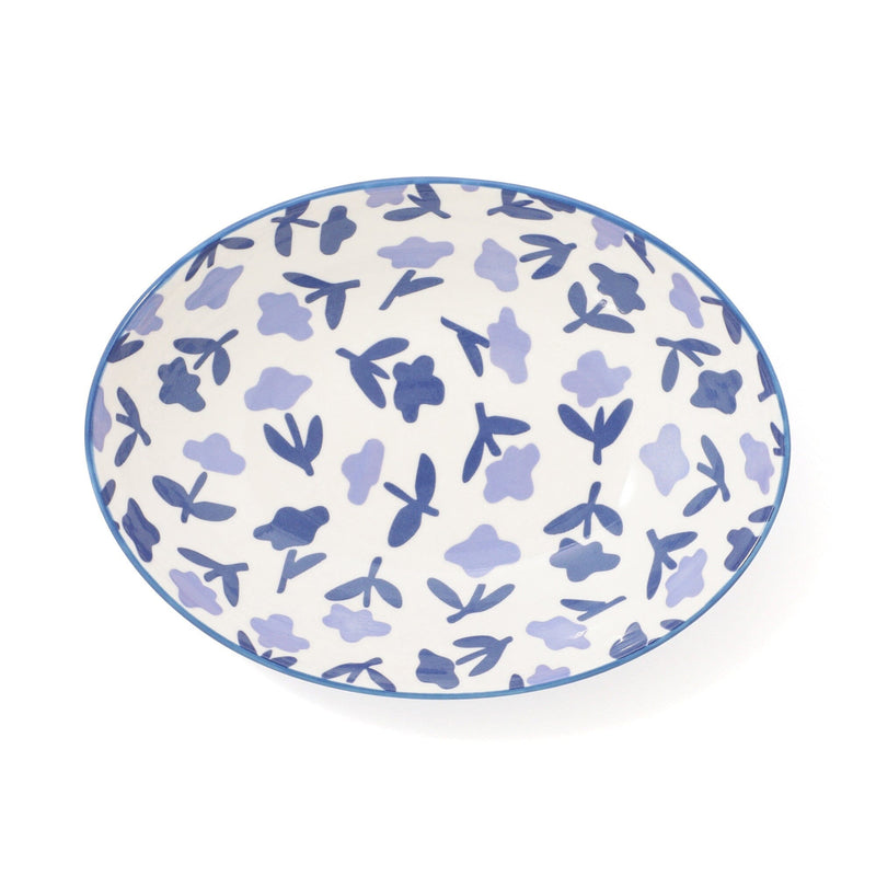 Iroiro Oval Deep Plate Navy Flower
