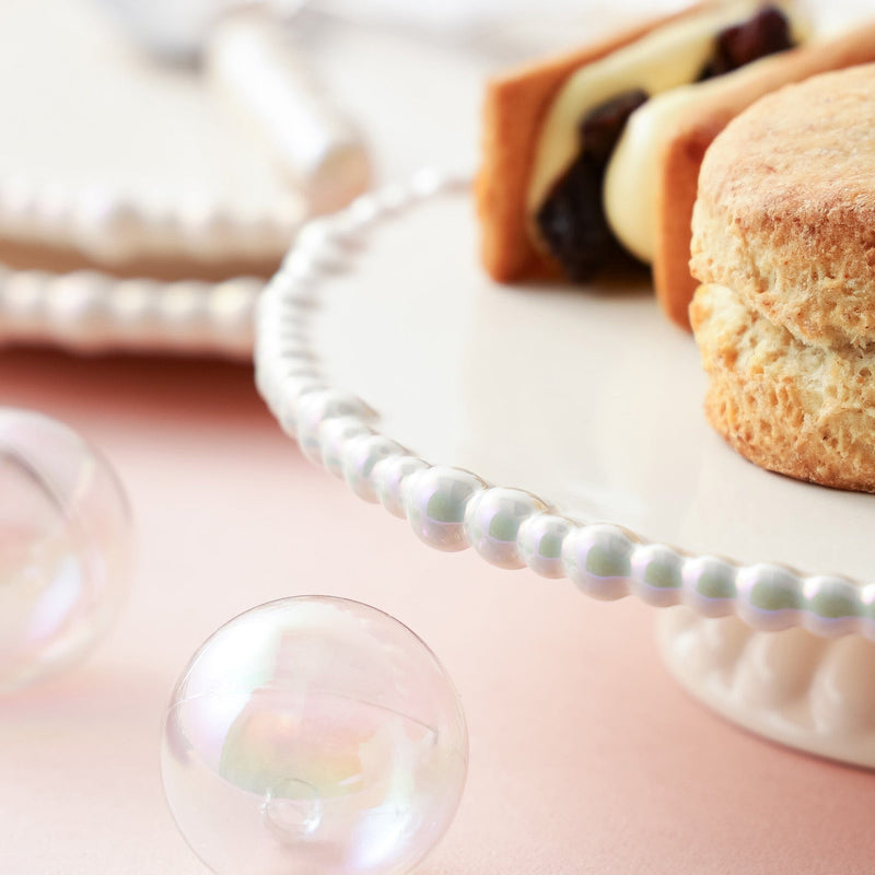 Pearl Cake Stand 1 Tier Beige