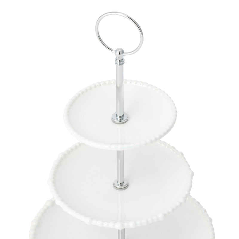Pearl Cake Stand 3 Tier White
