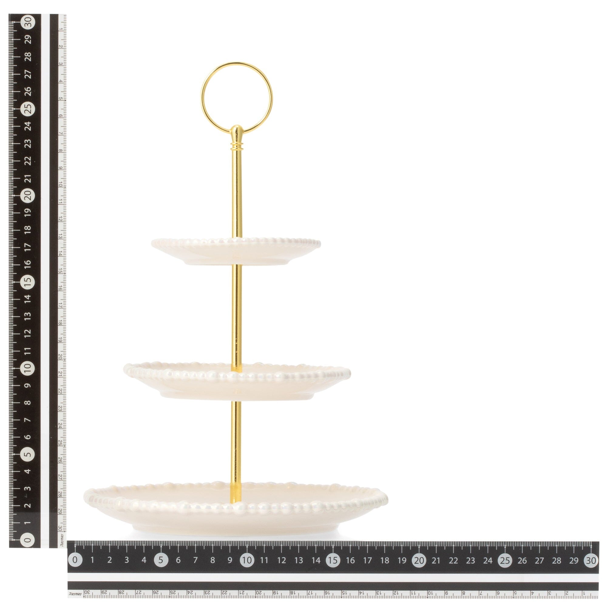 Pearl Cake Stand 3 Tier Beige