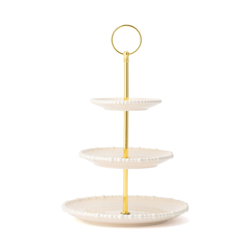Pearl Cake Stand 3 Tier Beige