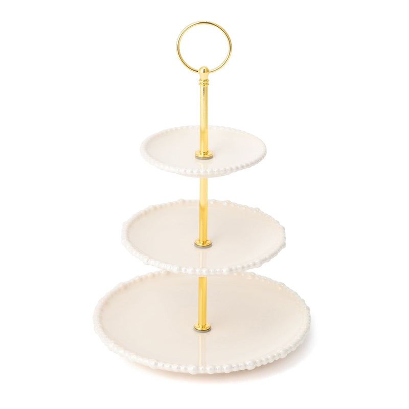 Pearl Cake Stand 3 Tier Beige