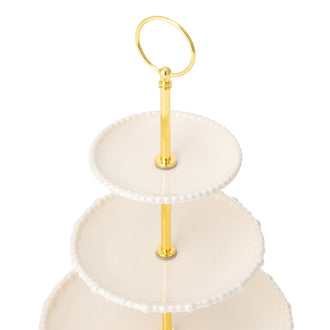 Pearl Cake Stand 3 Tier Beige
