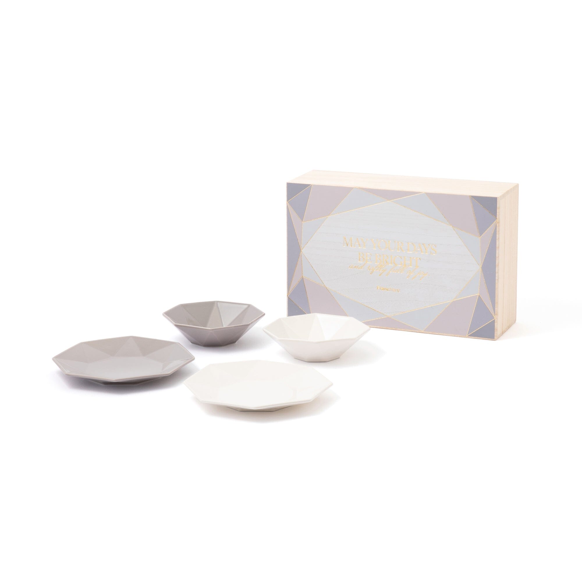 Pair Gift Set Plates &  Bowls Diamond