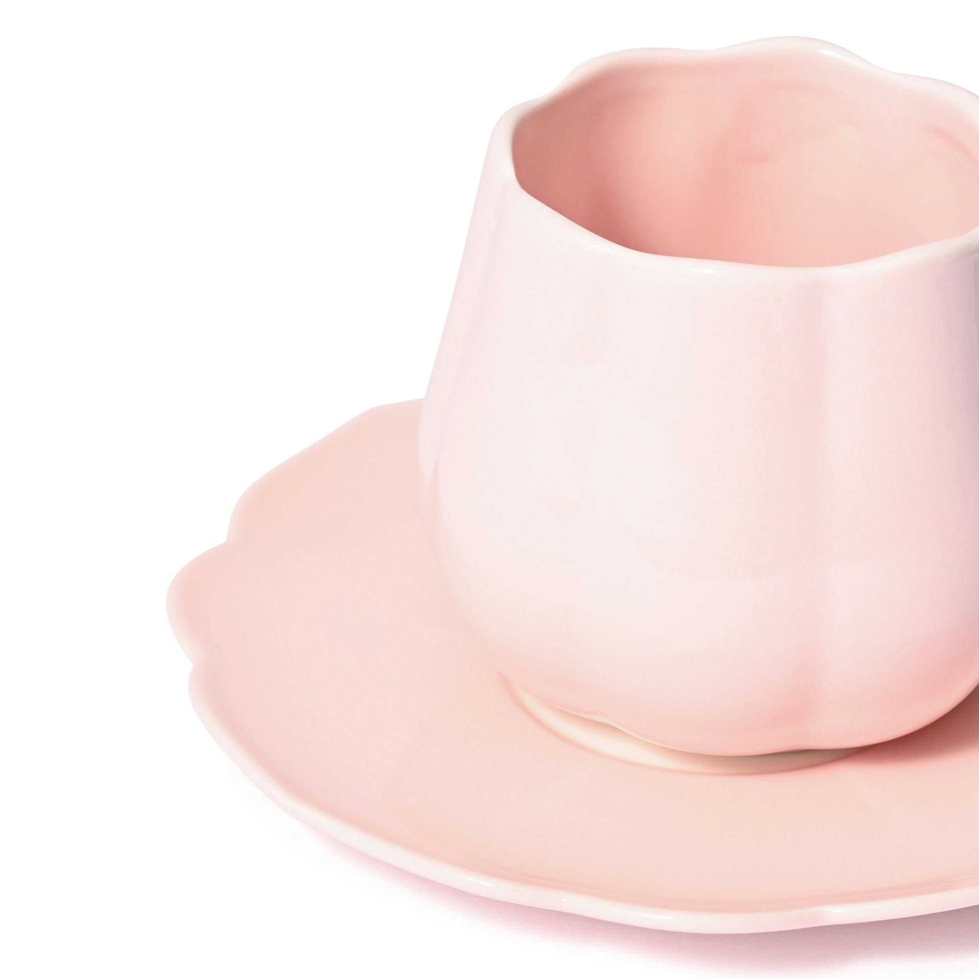 Rose Relief Cup & Saucer Pink