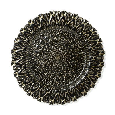 Peacock Glass Plate  Black