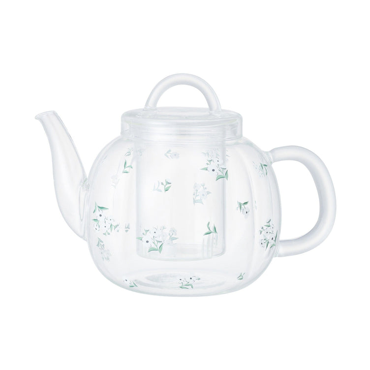 Flower Glass Teapot White