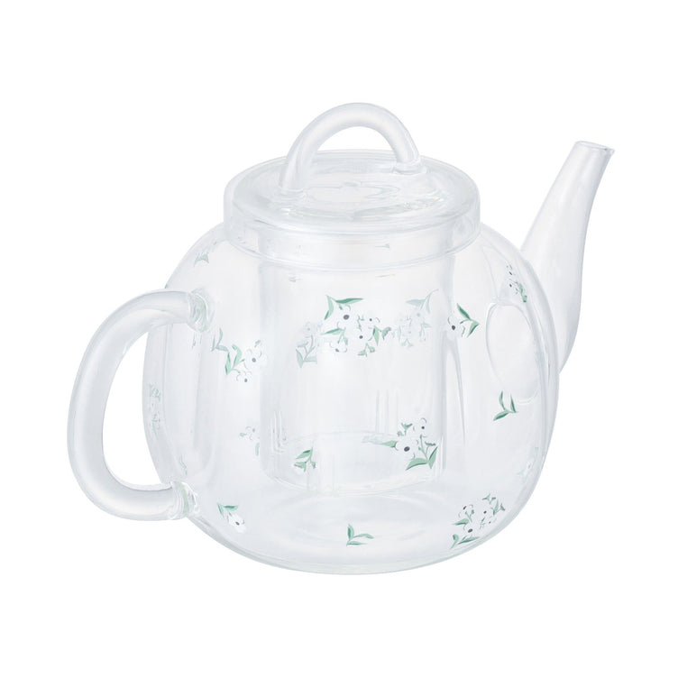 Flower Glass Teapot White