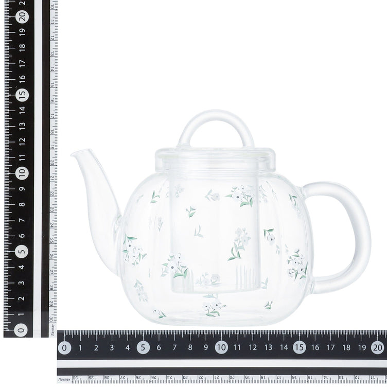 Flower Glass Teapot White