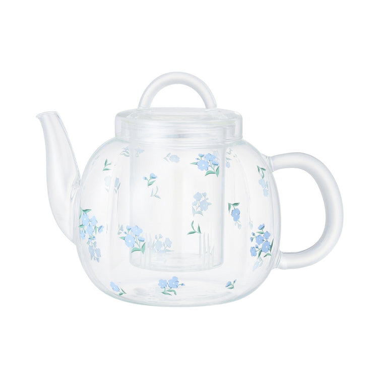 Flower Glass Teapot Blue