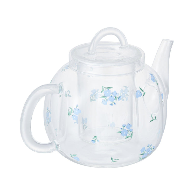 Flower Glass Teapot Blue