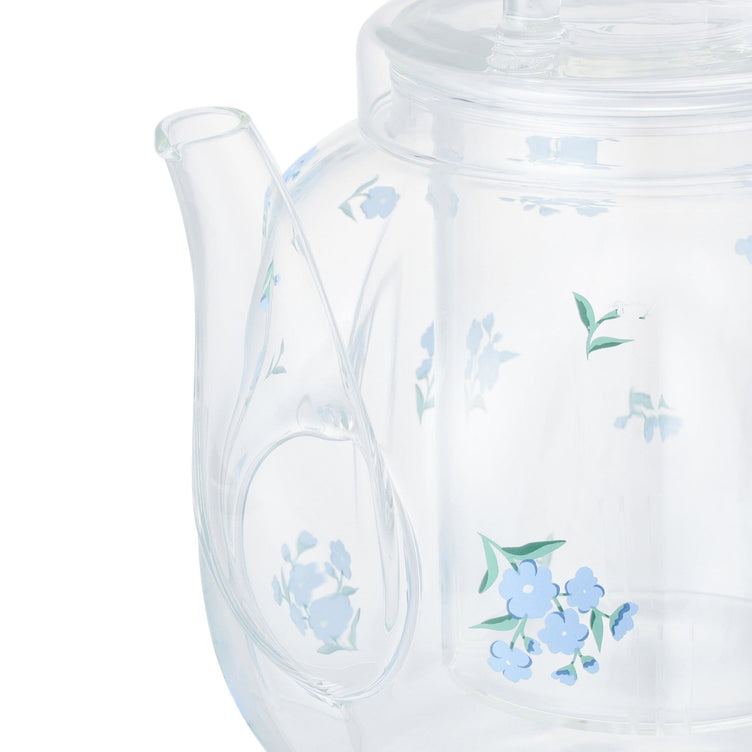 Flower Glass Teapot Blue