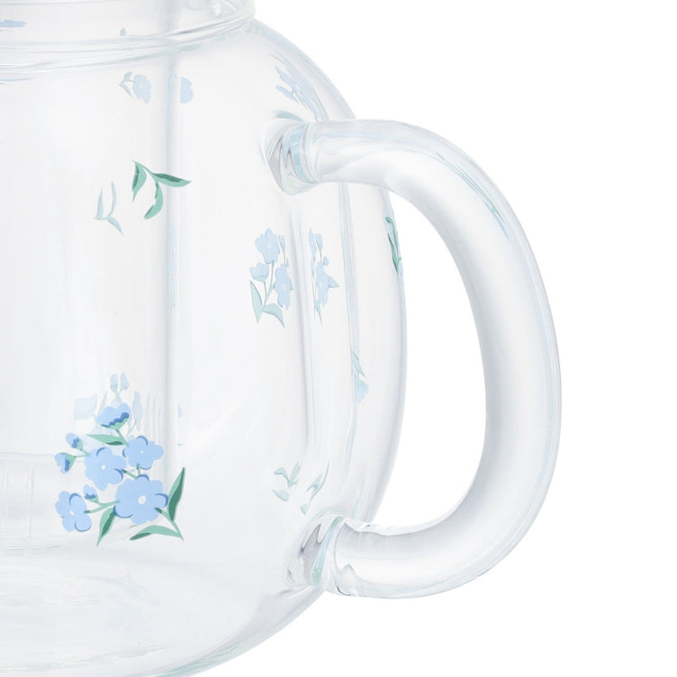 Flower Glass Teapot Blue
