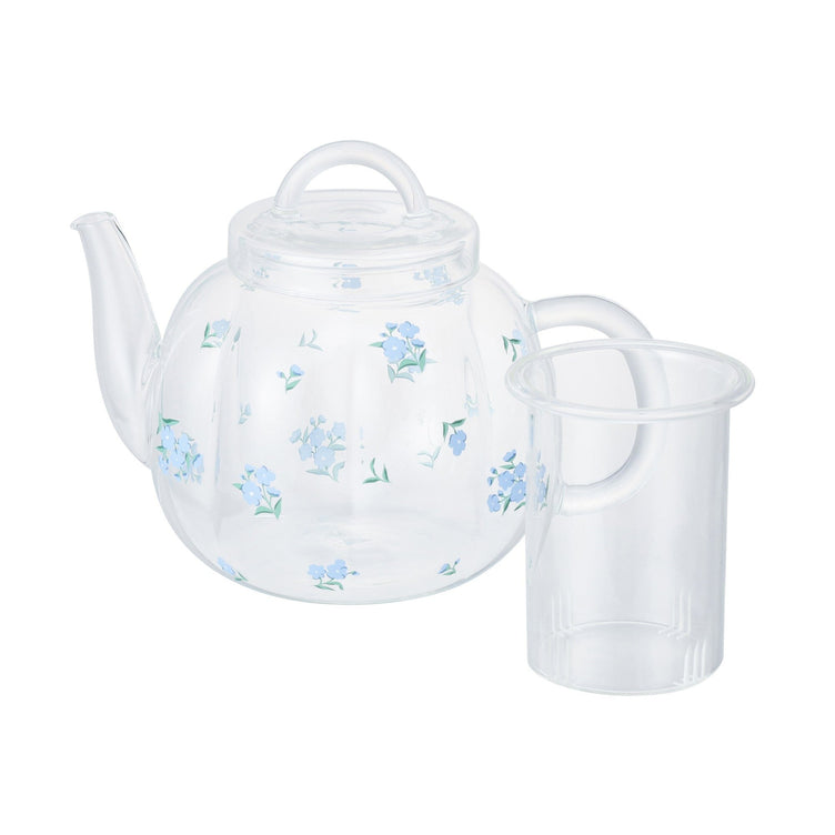 Flower Glass Teapot Blue