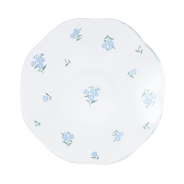 Flower Glass Cup & Saucer Blue