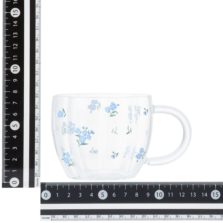 Flower Glass Mug Blue